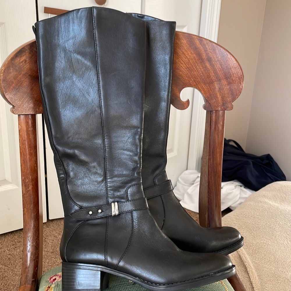 Franco Sarto Cleveland Black Leather Riding Boots